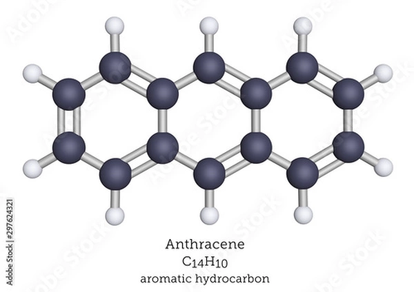 Fototapeta Anthracene shown as a molecular model
