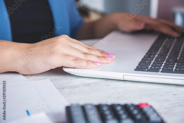 Fototapeta woman working in computer