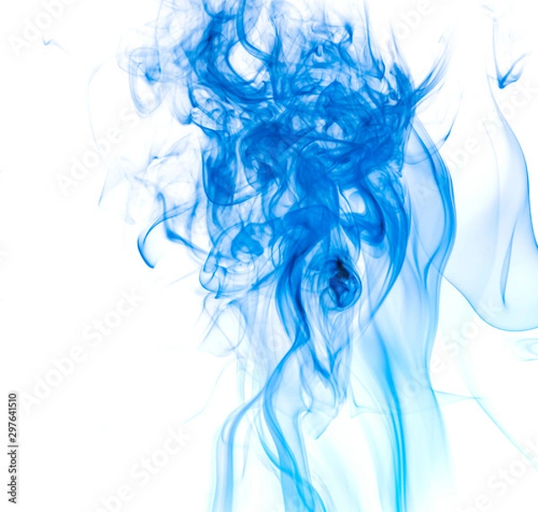 Obraz Blue smoke on white background