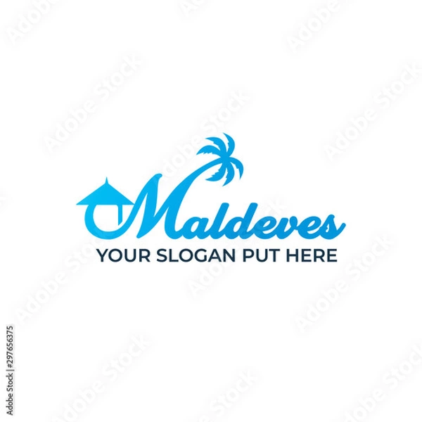 Fototapeta Creative & Modern Typography Maldives Beach logo design template vector eps for travel or beach property company, business Or industry purpose ready to use