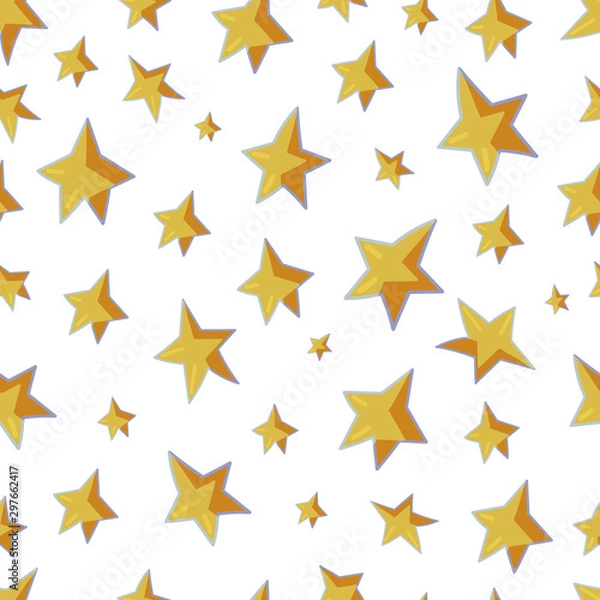 Fototapeta Cute seamless pattern. Stars on a white background.  Pattern for cloth, textile, cover, wrapping paper, web, printing, wallpaper, fabric, and textile.