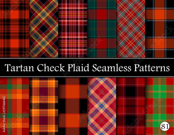 Obraz Set Tartan Plaid Scottish Seamless Pattern