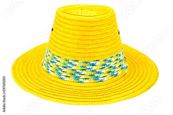Fototapeta Handmade Straw Hat Isolated on white background.with clipping path.