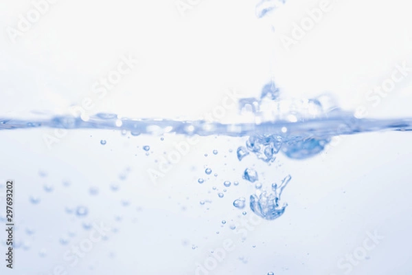 Fototapeta blue water splash and drop for drinking, abstract water pure and freshness concept background 