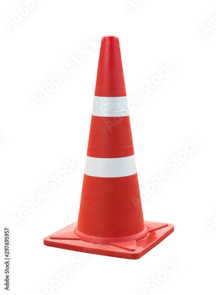 Obraz Orange traffic cone for road works isolated on white background