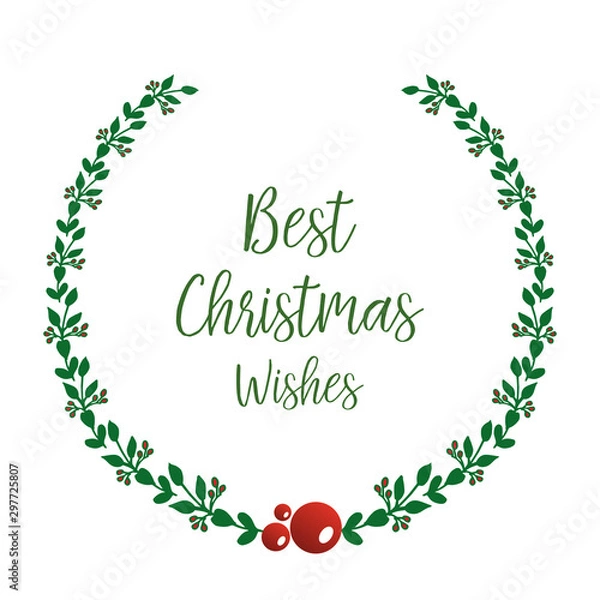 Fototapeta Card text best christmas wishes, with graphic red flower frame. Vector