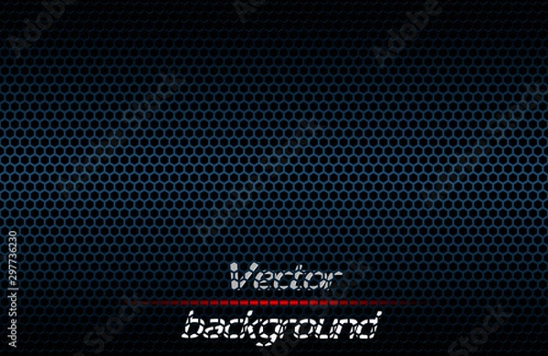 Obraz Carbon perforated fiber texture. Hi tech vector background. Black seamless pattern.