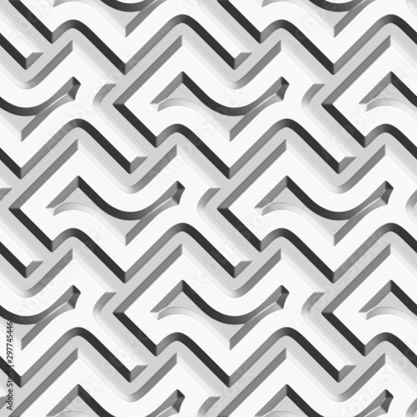 Obraz Abstract Geometric 3D white background. Seamless pattern. Rendering illustration.
