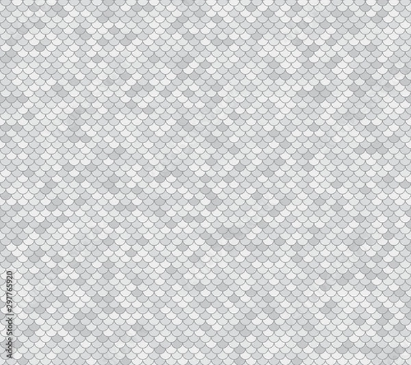 Obraz Fish scales seamless vector background. Abstract grey backdrop with nautical design.