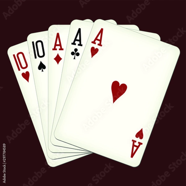 Obraz Full house - playing cards vector illustration