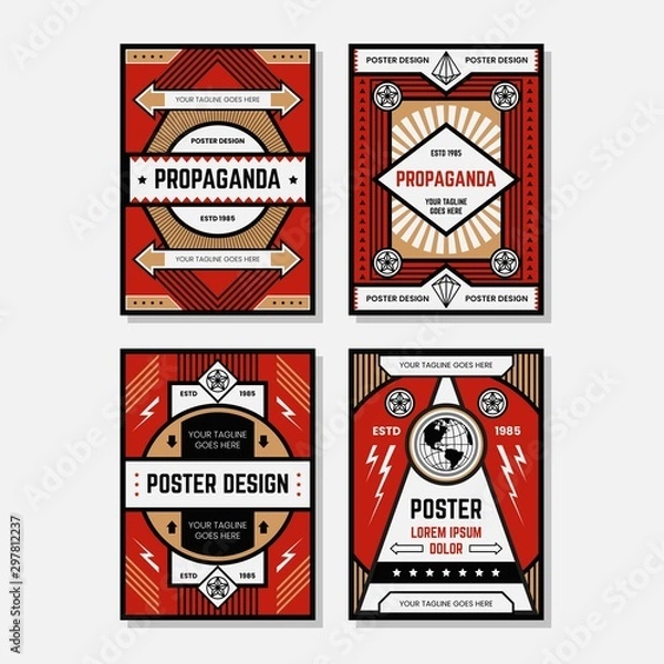 Obraz COLORED PROPAGANDA POSTER DESIGN TEMPLATE COLLECTIONS