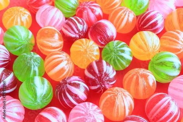 Obraz カラフル和風キャンディー　赤背景