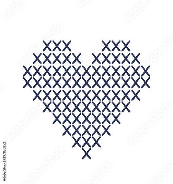 Obraz serce wykonane z haftu krzyżykowego
