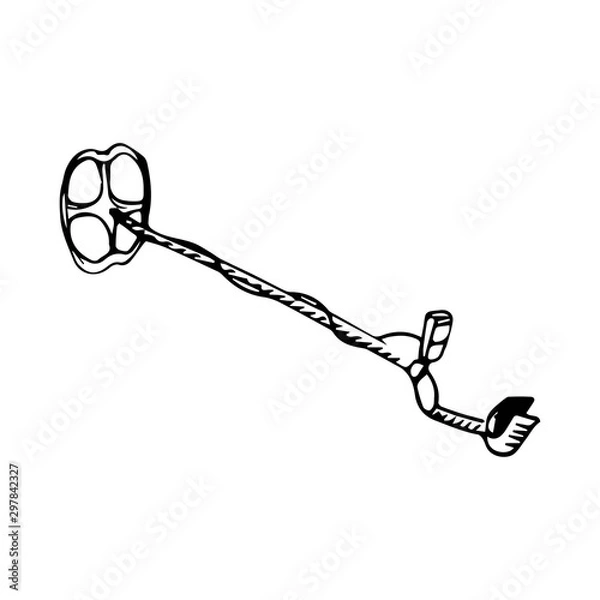 Obraz metal detector hand drawing vector sketch