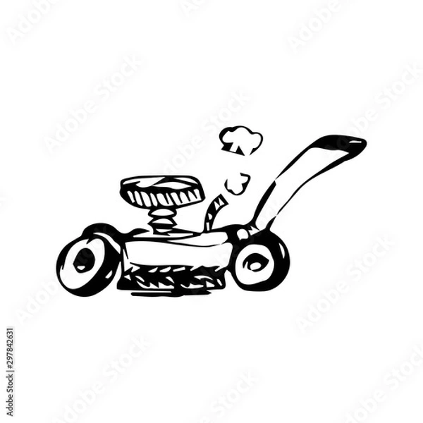 Obraz machine mow the lawn vector sketch