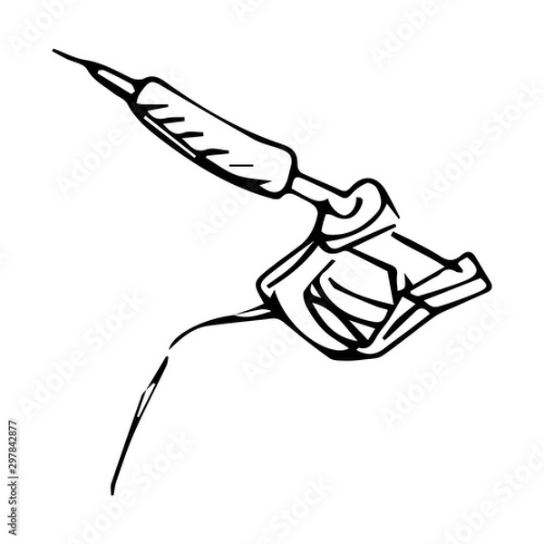 Obraz tattoo machine drawing vector sketch