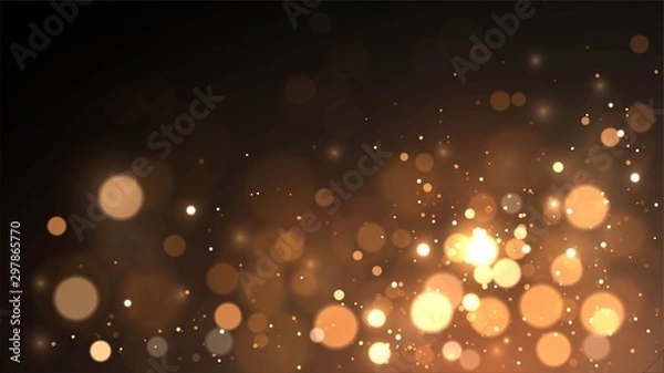 Fototapeta Vector background with golden bokeh dust, blur effect, sparks