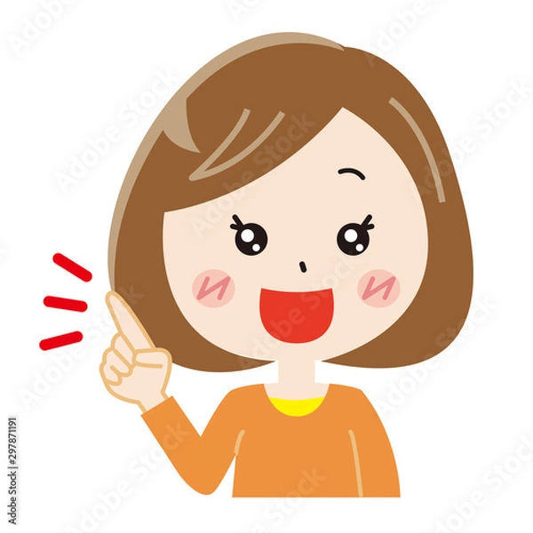 Fototapeta 女の子　指差し　ひらめき