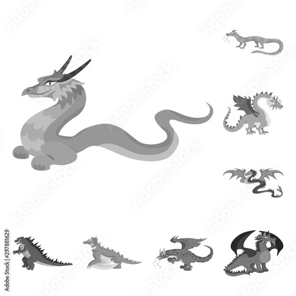 Fototapeta Isolated object of wild and mythical sign. Set of wild and halloween stock symbol for web.