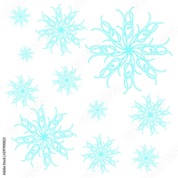 Obraz Snowflakes pattern. Winter printable vector for web background, fabric, banner. Abstract texture.