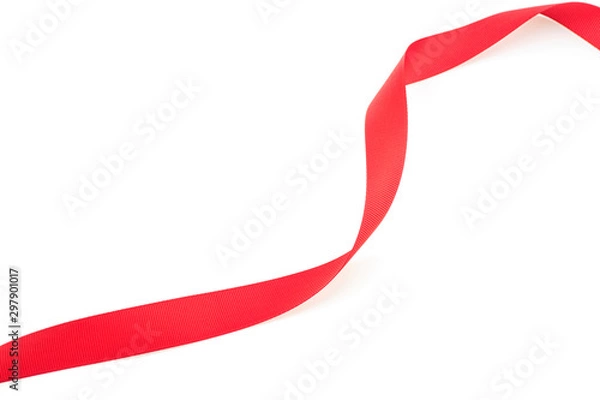 Fototapeta Red ribbon isolated on white background