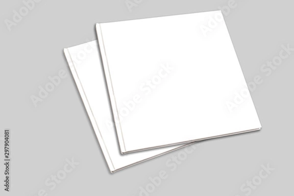 Fototapeta Blank square cover book template on grey background