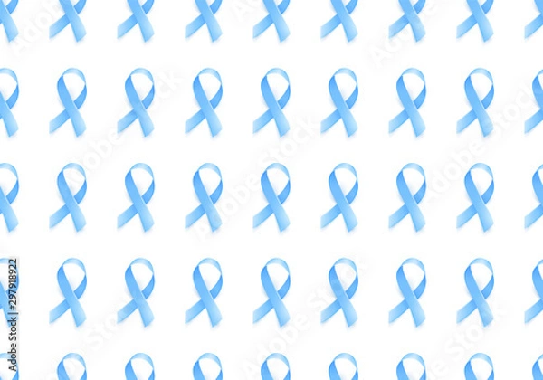Fototapeta Seamless background with realistic blue ribbon. Realistic medical symbol for prostate cancer awareness month in november
