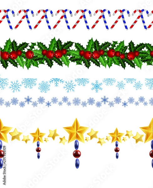Obraz Christmas horizontal seamless set background