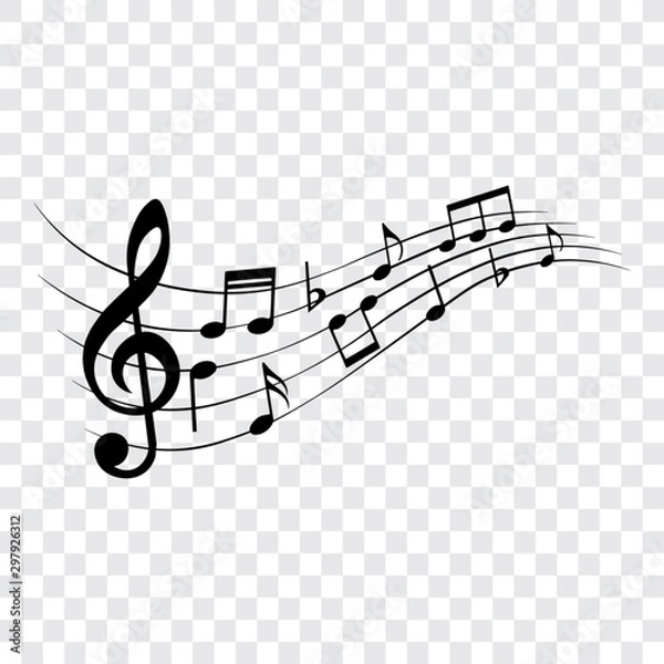 Fototapeta Music notes, design element, isolated, vector illustration.