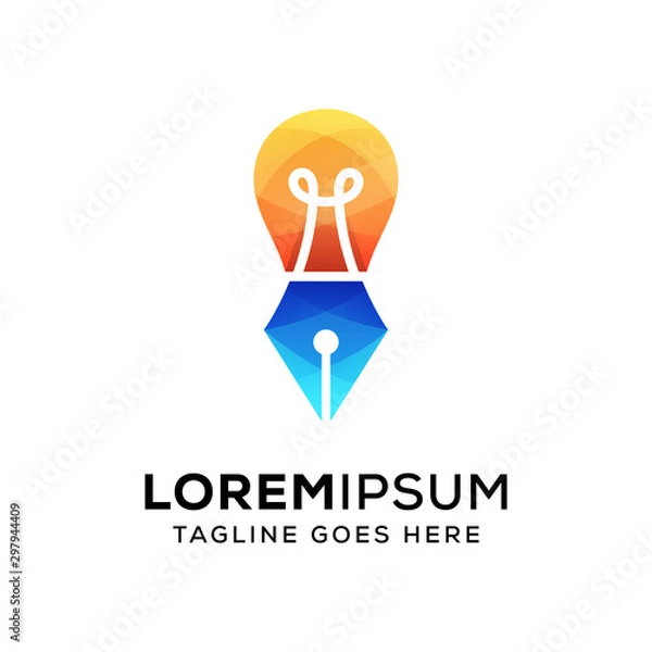 Fototapeta creative pen idea concept logo Premium Vector