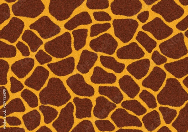 Fototapeta Giraffe fur skin seamless pattern, carpet Giraffe hairy print background, brown and yellow texture, look smooth, fluffly and soft, using brush photoshop to design the graphic.