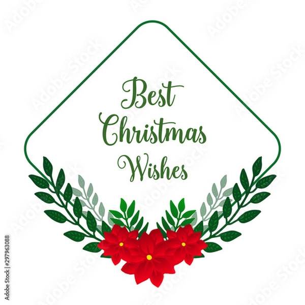 Fototapeta Design banner of best christmas wishes, with style of abstract red flower frame. Vector