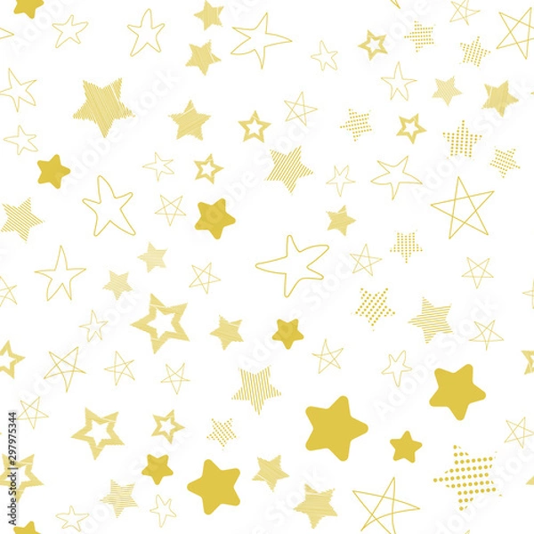 Obraz Stars in different shapes and forms. Merry Christmas and New Year seamless vector pattern. Colorful background for Xmas.