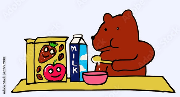 Obraz a bear eating granola