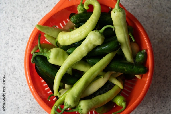 Obraz cucumber and fresh pepper