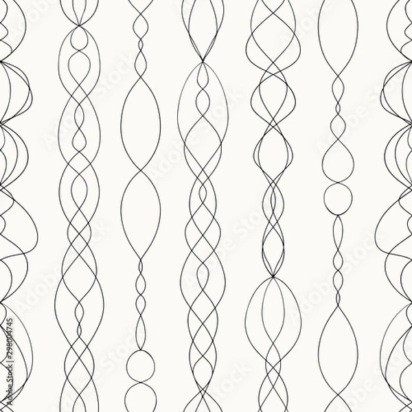 Fototapeta Geometric stripes wavy lines seamless pattern