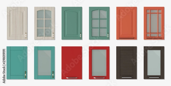 Obraz Doors for kitchen cabinets 3D rendering