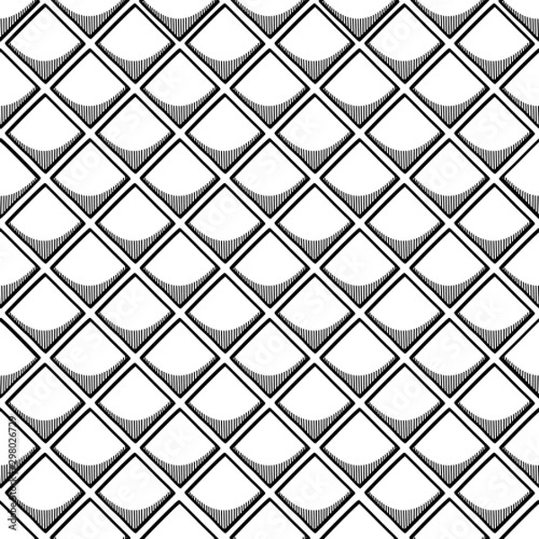 Obraz Abstract seamless geometric pattern with square elements. Simple black and white linear mosaic texture. Vector