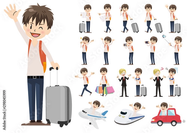 Fototapeta Set of men traveling