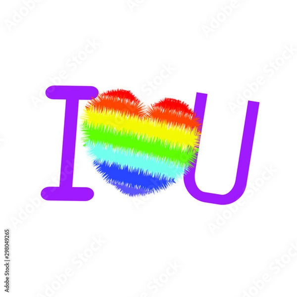Obraz I love you.Valentines day greeting card with calligraphy.  LGBT pride symbol.