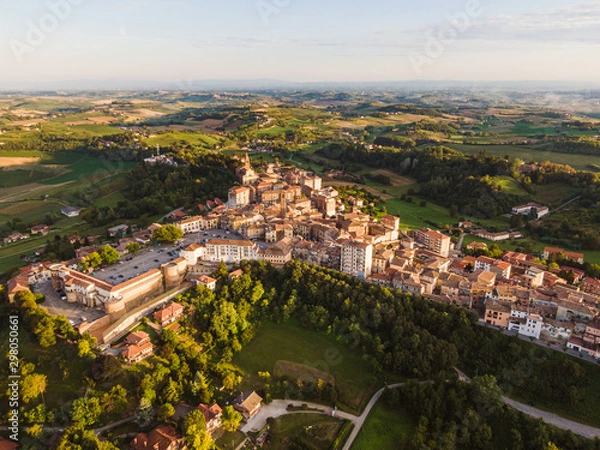 Fototapeta Drone aerial view of Moncalvo Monferrato, unesco world heritage