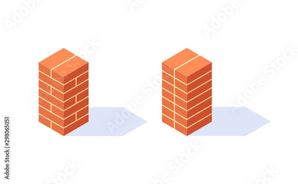 Fototapeta Vector isometric masonry items in flat style
