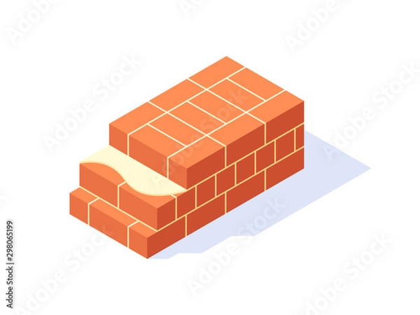 Fototapeta Vector isometric masonry items in flat style