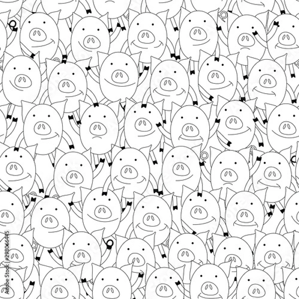 Fototapeta Cute pigs seamless pattern. Funny seamless pattern with cute piglets. Cartoon seamless pattern background.