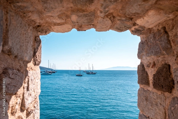 Obraz Bodrum Town, Turkey. aerial view panorama photo of Bodrum Downtown