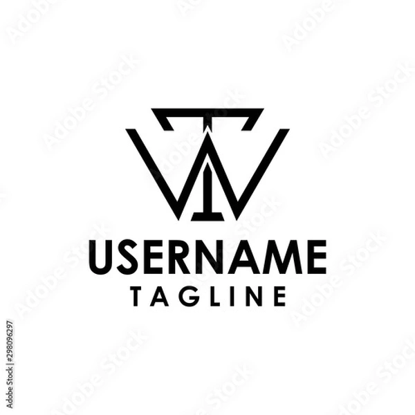 Fototapeta Wt w t letter logo with minimalist lines texture