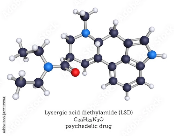 Fototapeta Halucinogenic LSD molecule shown as a 3d Illustration