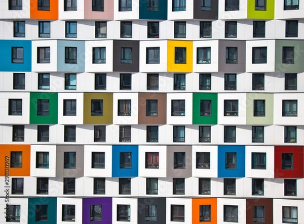 Fototapeta Colorful facade of the new building. Modern architecture, residential building