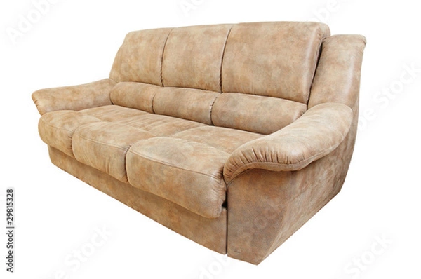 Obraz Brown leather sofa isolated on a white background