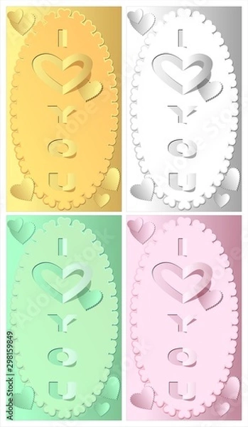 Obraz Postcard with cut out phrase - I love you. Can be used as a card, cover or valentine.